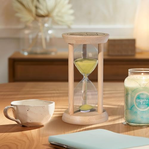 SuLiao Wooden Sand Timer 5 Minute Hourglass, Beech Gold Sand Clock, Small Watch 30 Min Timer, Reloj De Arena, Hour Glass Sandglass for Home, Office, Decorative, Game, Classroom