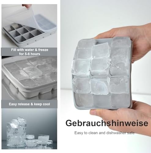 Ice Cube Trays, Green+Blue+Grey, Set of 3
