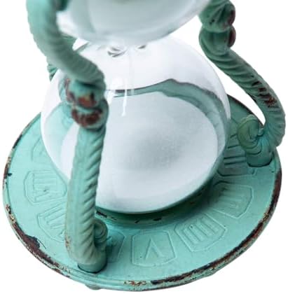 SOFFEE DESIGN Rustic 6-Minute Hourglass Sand Timer, Vintage Distressed Sand Clock, Rustic Sand Watch with White Sand, Antique Sandglass for Home, Kitchen, Office Decor, Turquoise