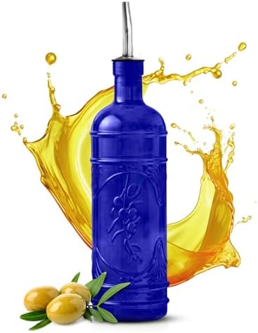 COURONNE CO. Olive Oil Dispenser Bottle with Pour Spout, Cobalt Blue
