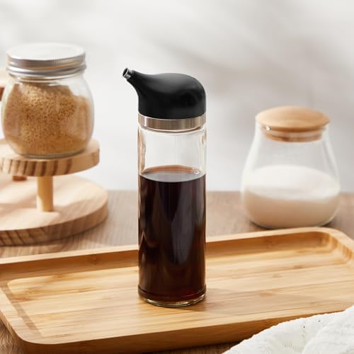 2 Pcs Soy Sauce Dispenser 8 oz, Glass Non Drip Black