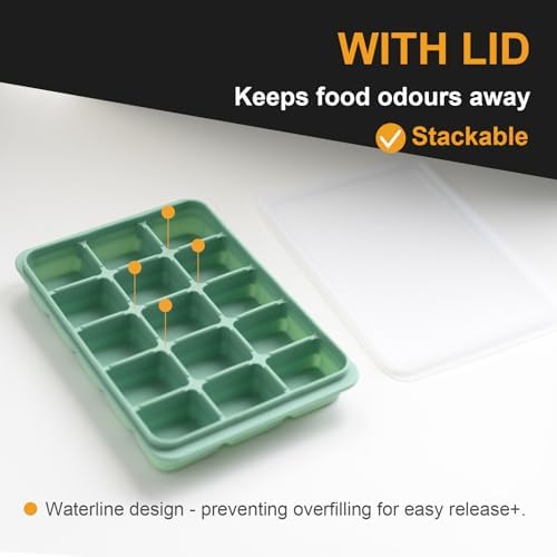 Silicone Ice Cube Trays, Green, Set of 3