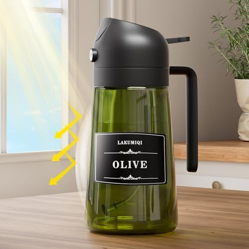 Oliver Oil Sprayer Dispenser for Cooking Bottle 16oz Green Glass 2pcs Black