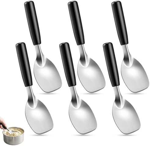 6 Pack Ice Cream Spade Heavy Duty - Stainless Steel Flat Ice Cream Scoop, Scooper for Hard or Creamy Dessert Spade Butter Cutter