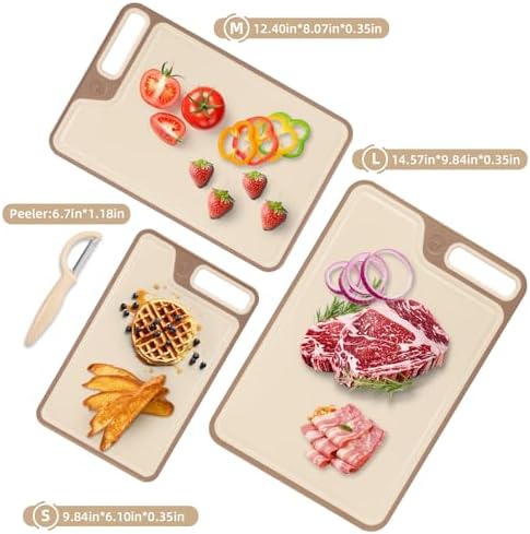 4 Piece Plastic Cutting Board Set for Kitchen Dishwasher Safe,Food Safety, Non-Slip Design, Ideal for Meat and Vegetable Prep
