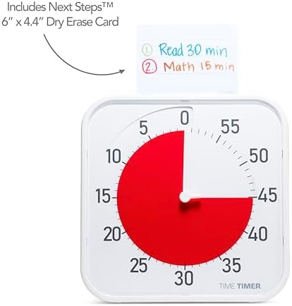 Time Timer Original 12" Visual Countdown Timer – Large 60-Minute Classroom Visual Timer for Modern classrooms, Student Groups & Adult Meetings – Helps with Focus, ADHD, Autism – (Red & White)