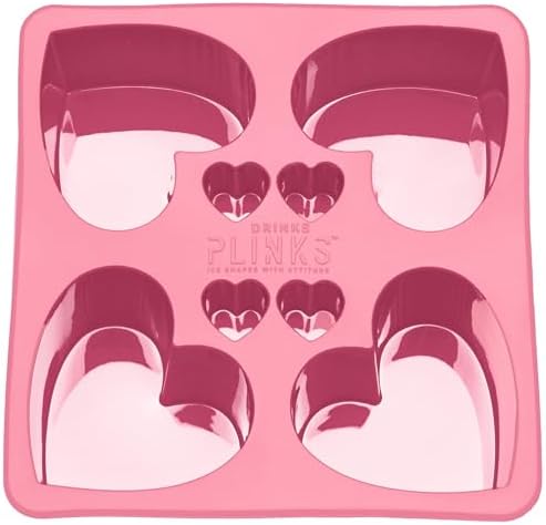 DRINKSPLINKS Pink Heart Shaped Ice Cube Tray. Large Heart Ice Mold.