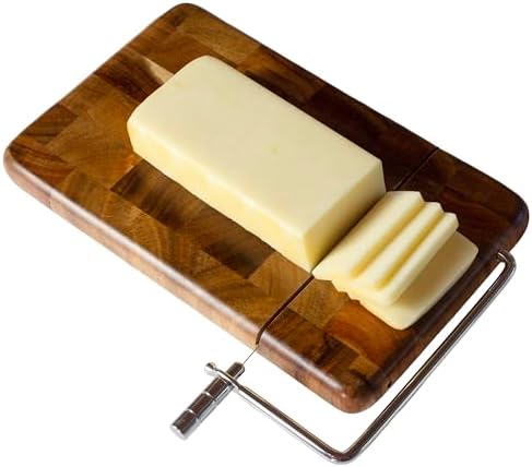 Rock & Branch Wood Cheese Slicer Board with Stainless Steel Wire Cutter