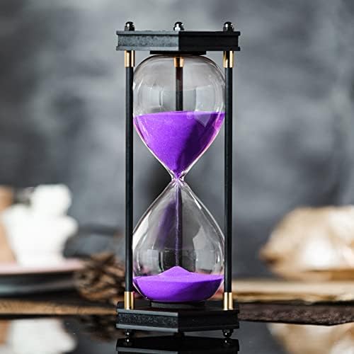 AKAKA MUNING Large Hourglass Timer 60 Minute Hexagon Wood Sandglass, Purple
