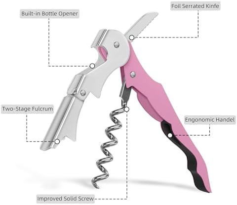 Custom Wine Bottle Opener, Stainless Steel Wine Key Corkscrew w/Foil Cutter