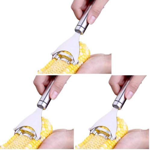 Corn Peeler, Corn stripper for corn on the cob remover tool,Stainless steel multifunctional Kitchen Grips Corn planer Cob Cutter kernels, with Hand Protect (Pack of 3)
