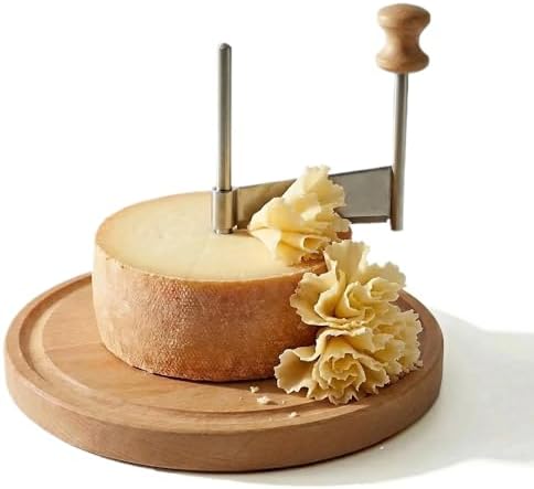 Homoyoyo Girolle Cheese Curler Wheel for Tete de Moine, Cheese Rosette Maker with Wood Base and Stainless Steel Blade, Rotary Shaver for Charcuterie Board, Chocolate and Butter Slicer Tool