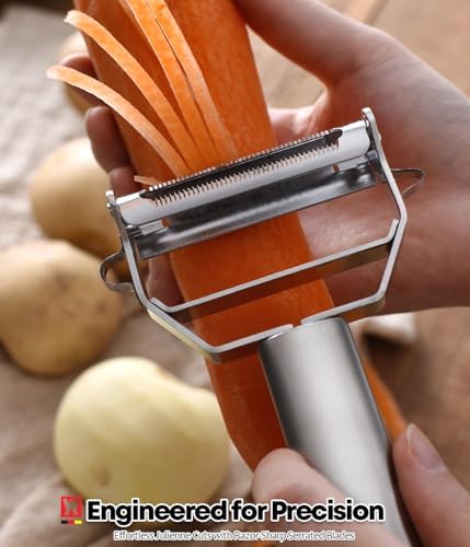 Wagensteiger Stainless Steel Potato Peeler with Extra-Wide Peeling Blade, Great for Large Vegetables (1611)