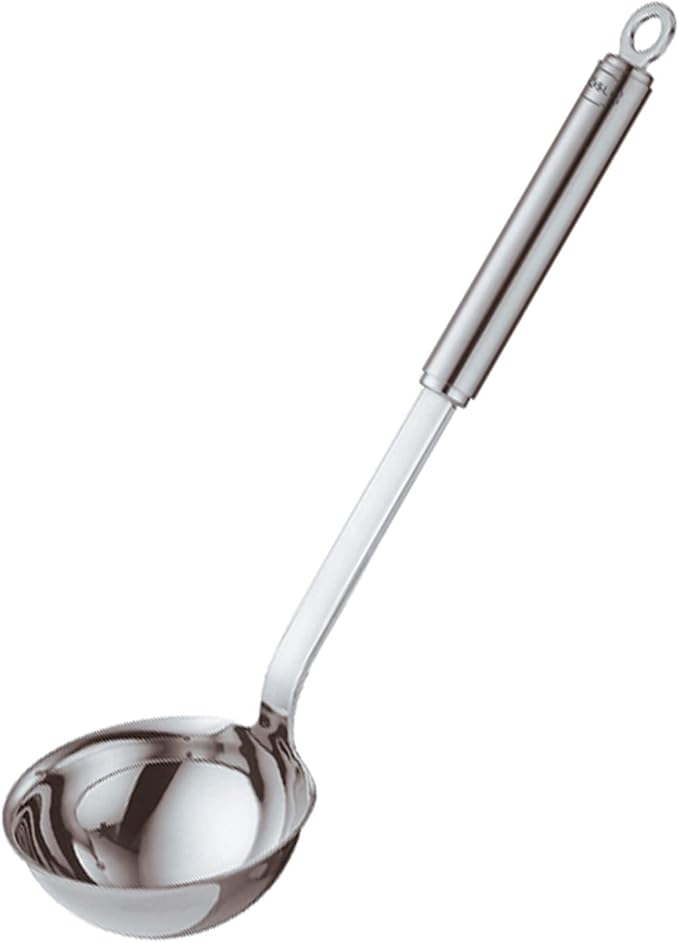 Rösle Stainless Steel Ladle with Pouring Rim, Round Handle, 5.4 Ounce (10609)