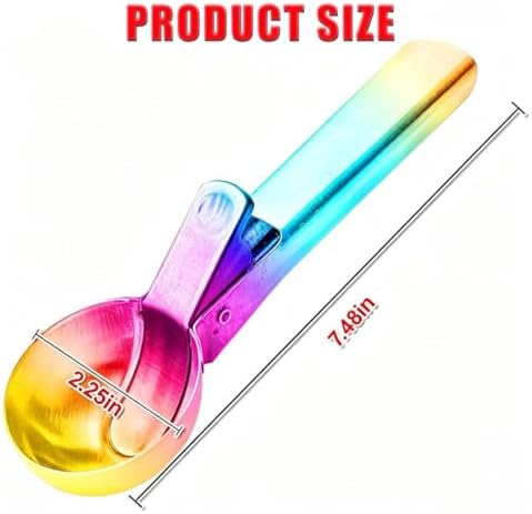 Ice Cream Scoop,Portable Stainless Steel Ice Cream Scoop with Trigger and Comfortable Handle,Dishwasher Safe,DIY Ice Cream,Gelato,Sorbet,Cake Batter (Rainbow)