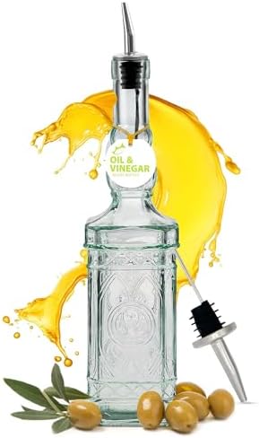 COURONNE CO. Recycled Glass Oil & Vinegar Bottle with Pour Spout, Clear