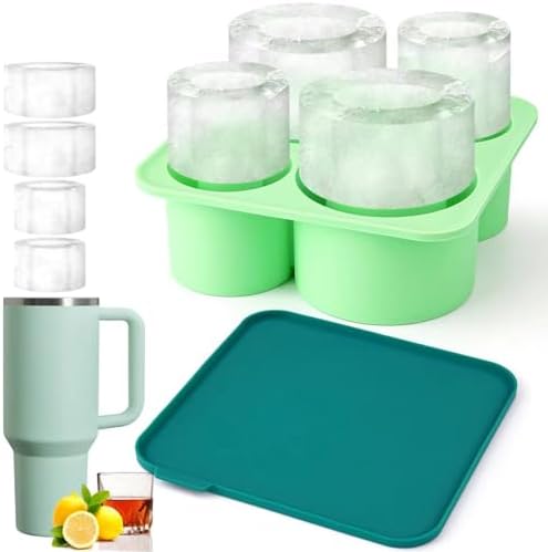 Ice Cube Tray for Stanley Cup, Silicone Tumbler Ice Mold for 20oz 30oz 40oz Stanley Cup, Chilling Whiskey, Cocktails, Drinks, Coffee(Green)