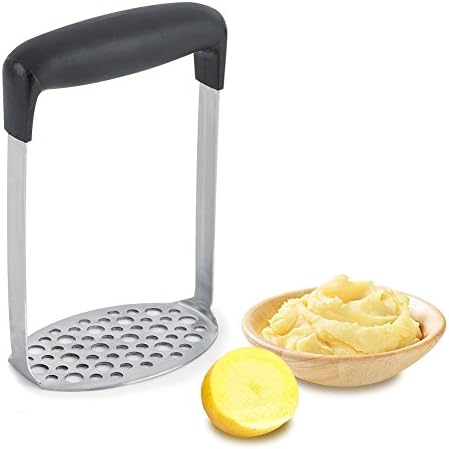 Potato Banana Masher, Stainless Steel Kitchen Masher Multifunctional Hand Mashed Ricer Fruit Vegetable Mashing Tool for Smooth and Mash Cooked Potatoes, Carrots and Fruits