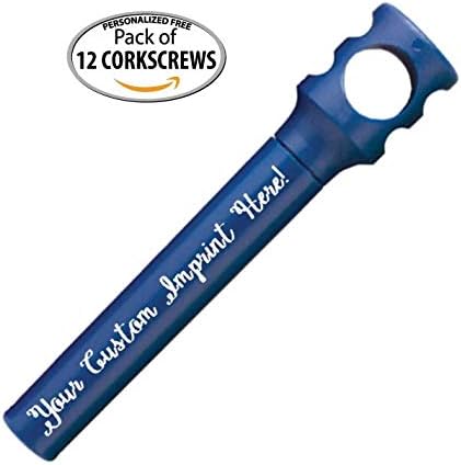 Personalized Pocket Corkscrew - Wine Bottle Opener- Custom Printed Name - Imprinted with Your Name, Logo or Message - Great Gift Ideas - FREE PERZONALIZATION - 12 Corkscrews per Box (Dark Blue)