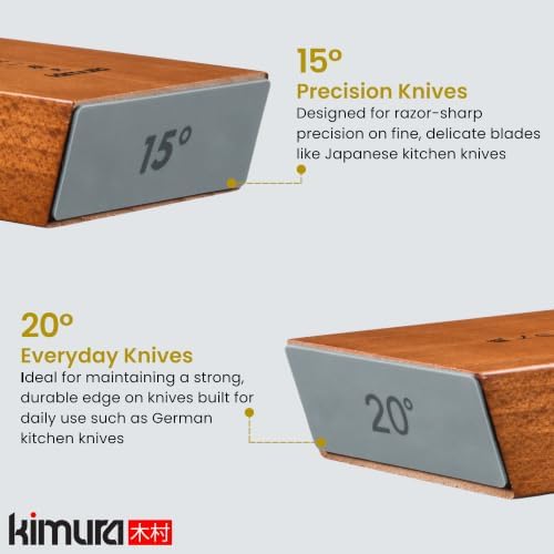 Kimura Professional Rolling Knife Sharpener, Knife Sharpening with Diamond & Ceramic Plates, 15° & 20° Magnetic Angle Guides, Ideal for Honing and Sharpening of all Chef Knives, Japanese Gift Box