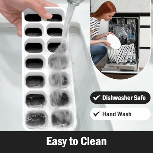 DclobTop Ice Cube Trays with Lid and Bin, Ice Trays for Freezer - Easy to Release Silicone Mold, Stackable Reusable Plastic Molds for Cocktails, Whiskey, Drinks and Iced Coffee, BPA-Free