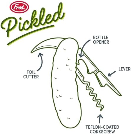 Genuine Fred PICKLED Corkscrew, Multi,function bar tool, Double,hinged lever corkscrew and foli cutter, Great gift