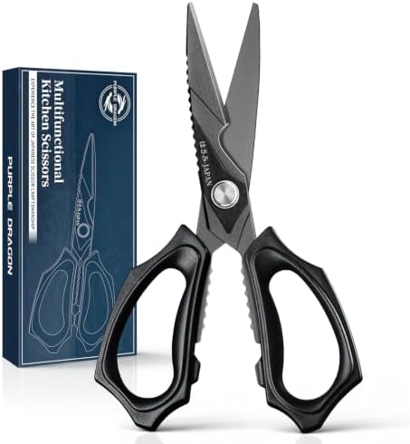Purple Dragon Kitchen Scissors for Food - Heavy Duty Kitchen Shear Black