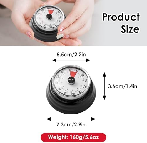 Visual Timer, Teeloray 60-Minute Countdown Timer with Magnetic Base (Black)