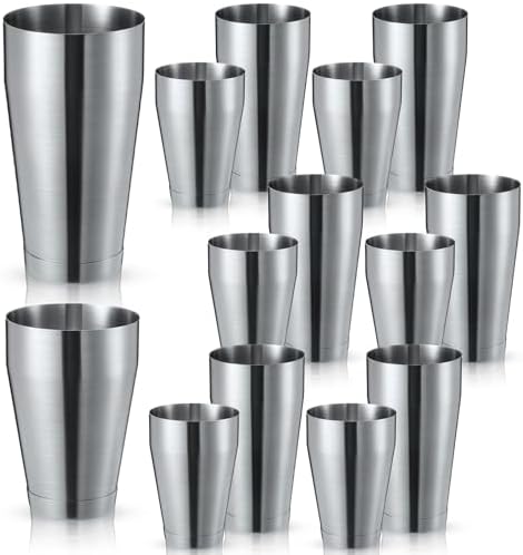Sabary 12 Pcs Shakers Bartending Boston Cocktail Shaker, Sanding Silver