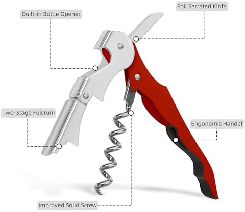 Custom Wine Bottle Opener, Stainless Steel Wine Key Corkscrew w/Foil Cutter
