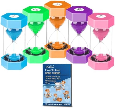 SuLiao Multicolor Hourglass Sand Timer Set for Adult, 1/3/5/10/30 Minutes, Safe and Durable, Perfect for Classroom, Games, Kitchen Decor