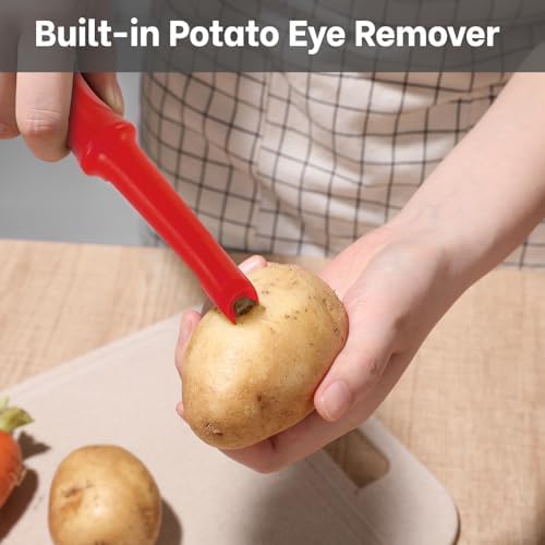 Beneno Swivel Vegetable Peeler, Premium Smooth Peeling Potato Peeler, Red