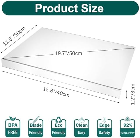 2 Pack Acrylic Cutting Board with Counter Lip – Clear Non-Slip Cutting Boards for Kitchen Countertop, Large 15.8” x 11.8” Food-Grade Cut Mats, Minimalist Kitchen Decor & Counter Protector