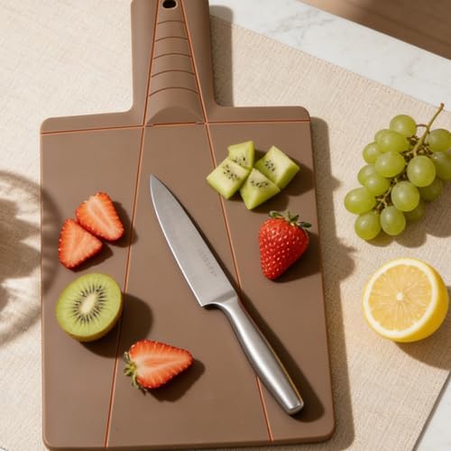 4 PCS Folding Cutting Board - Plastic Chopping Board for kitchen - Non Slip Easy Grip Handle Food Cutting Boards for Veggies, Fruit(11 inch x 7 inch)