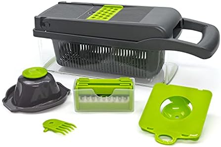 Vegetable Chopper Peeler Food Chopper Salad Chopper Vegetable Cutter Vegetable Spiralizer Vegetable Slicer Onion Chopper with Container by KAUKKO （09-Black）