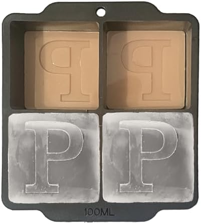 Monogrammed Ice Cubes Mold with Lid, 2 inch Whiskey Ice Cube Tray, Personalized Initials Silicone Cocktail Ice Cube Mold, Wedding Monogram, Thank You Gift, Gifts for Dad (Letter P)