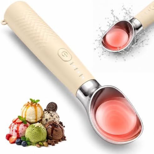 Heated Ice Cream Scoop, Rechargeable Electric Scoop with 3 Temp Levels