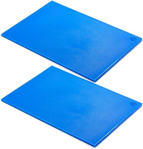 CURTA 2-Pack Cutting Boards for Kitchen, 18" x 12" x 0.5" Blue Color Coded Plastic Chopping Board with Anti Slip Surface Dishwasher Safe