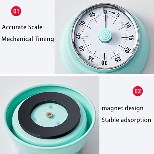 Elegant Stainless Steel Vintage Kitchen Timer with Magnetic Attachment - 60-Minute Countdown & Audible Alarm, Perfect for Cooking, Office Tasks, and Study Sessions (01-Pink)