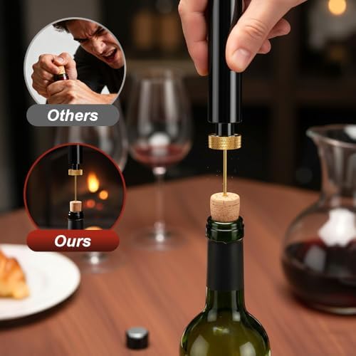 Air Pump Wine Bottle Opener, Air Pressure Pump Wine Bottle Opener with 4 Silicone Wine Stopper, Needle Type Wines Cork Opener Travel Portable Pocket Corkscrew Bottles Opener for Party (Gold+Red)