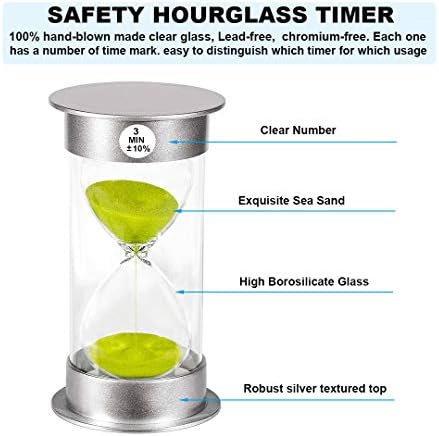 SuLiao Hourglass 3 Min Sand Timer: Unbreakable Green Sand Clock, Large Plastic Hour Glass for Kids, Games, Classroom, Kitchen, Decor