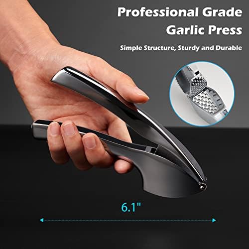 FREETOO Garlic Press, Garlic Mincer Large-Capacity Garlic Crusher, Rustproof & Heavy-duty Ginger Crusher, Easy Clean & Dishwasher Safe, Ginger Press Design for Extracts More Garlic Paste Per Clove