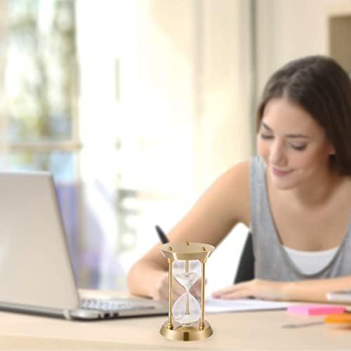 Sand Timer 5 Minute Hourglass, Small Sand Clock, Antique Brass Sand Watch 5 Min, Vintage Reloj De Arena 5 Minuto,Metal Unique Decorative Hour Glass Sandglass for Kitchen Home Office Game Gifts