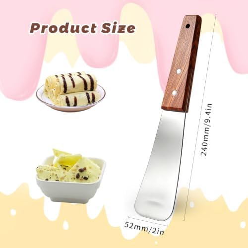 2 Pack Ice Cream Shovel Set, Stainless Steel Gelato Scoop with Wooden Handle, Heavy Duty Frozen Dessert Scooper for Hard Ice Cream, Butter and Cookie Dough