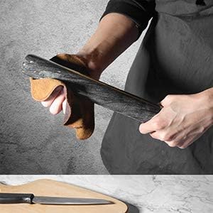 ComSaf Marble Rolling Pin with Wood Cradle 12 Inch Black, Non-Stick Dough Roller Professional Essential Kitchen Utensil French Heavy Duty for Baking, Pizza, Fondant, Pie Crust, Cookie, Pastry