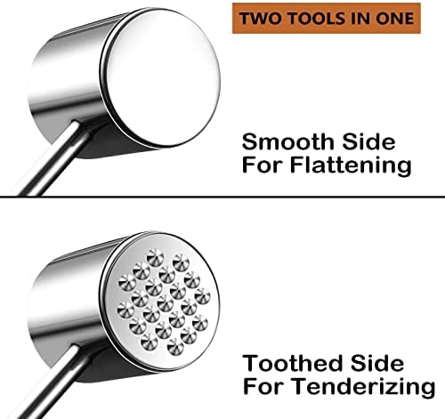 Meat Tenderizer, Meat Hammer, Dual-Sided Kitchen Meat Mallet with Comfort Grip Handle, 304 Stainless Steel Meat Pounder For Tenderizing Steak Beef Poultry & More