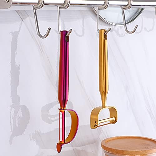 Color ME! 188 Stainless Steel Swivel vegetable peelers Y-Shaped and P-Shaped Potato Peelers with Potato Eye Remover kitchen peeler for fruits, Cucumber, carrot, Dishwasher Safe(2pcs)(Gold)
