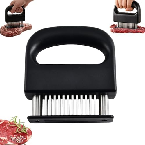 Spring Loaded Meat Tenderizer, Meat Tenderizer 48 Blade Stainless Steel Needle Meat Tenderizer Tool, Manual Meat Tenderizing Tool for Kitchen BBQ Cooking, Heavy Duty Kitchen Gadget (1pcs)