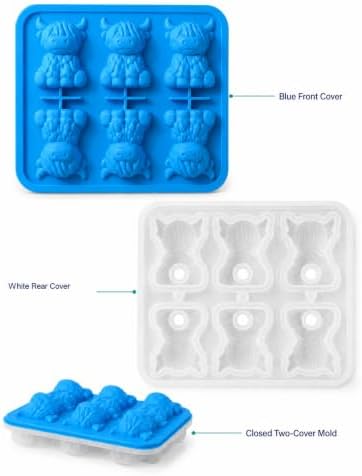 Highland Cow Ice Cube Mold, 3D Two-Part 6-Cavity Mold, 6.3-Inch