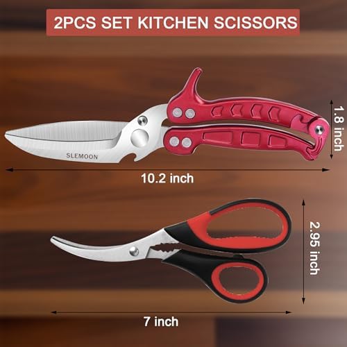 Heavy Duty Kitchen Poultry Shears Burgundy,2pcs set